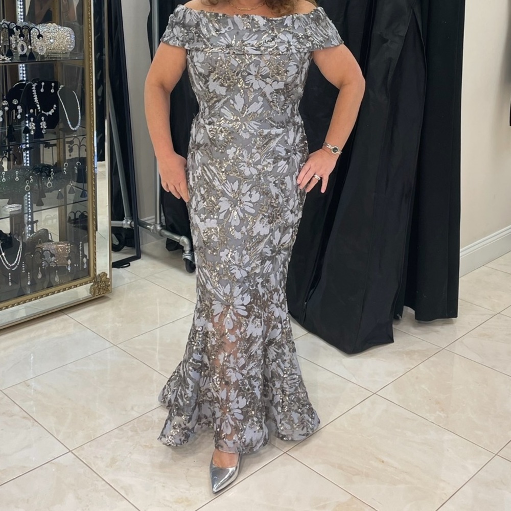 Nicole Bakti Silver Gown size 12 - Picture 3 of 6